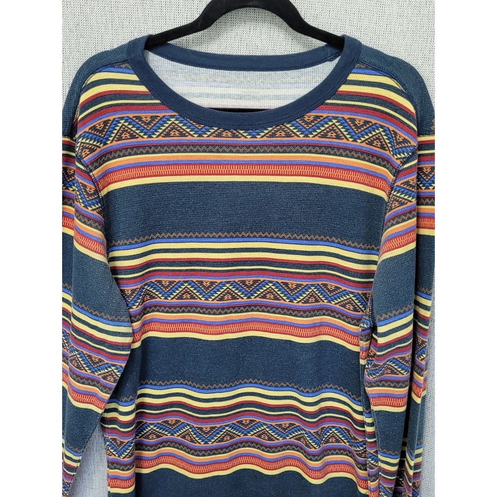 Carbon Aztec Striped Knit Shirt Mens XXL Colorful Long Sleeve Crewneck Y2K